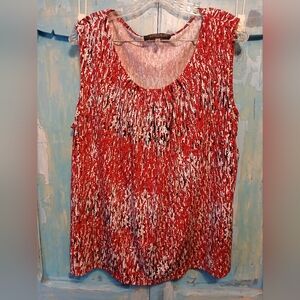 🤑 Kasper Red and White Sleeveless Blouse 2X
